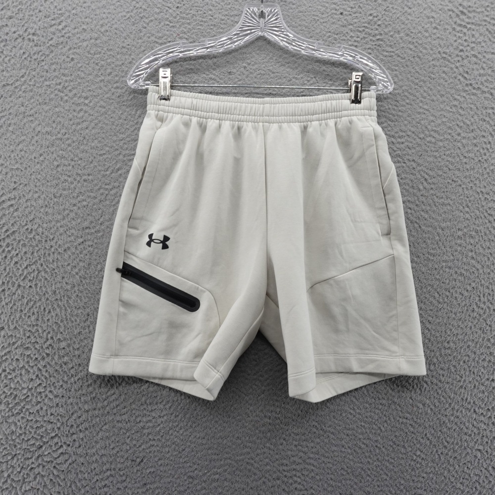Under Armour Mens Small Loose Fit‎ Unstoppable Fleece Shorts Beige NEW